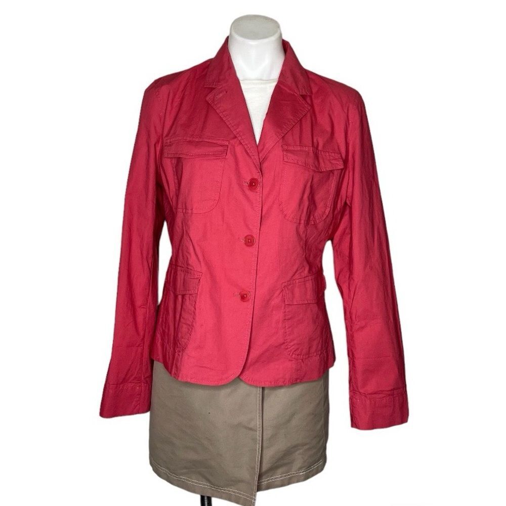 TALBOTS Safari Style Jacket Red Coral Lightweight Womens Size 14 NEW NWT